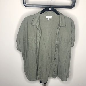 Olive Green Boxy Button Down Shirt
